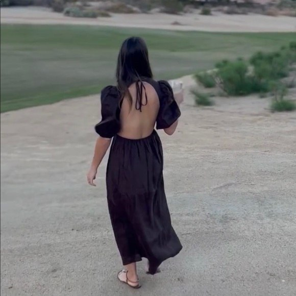 DISSH CLAUDIA DARK CHOC LINEN MIDI DRESS - Picture 8 of 9